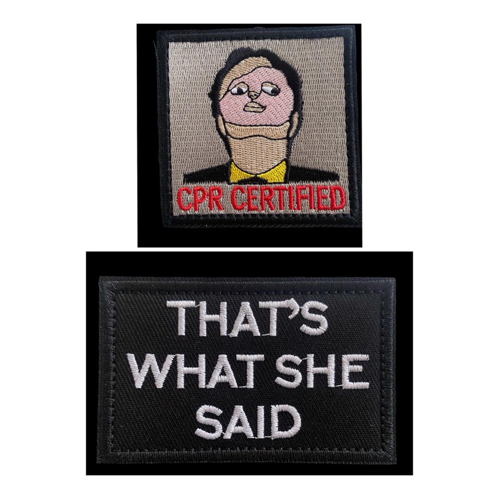 Morale Patches-The Office Inspired- Text & Image-Color: Black-NEW!!